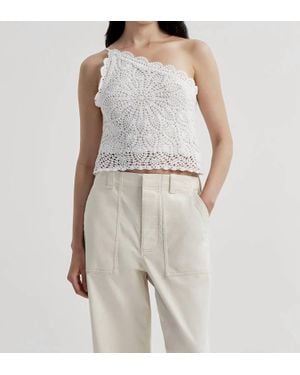 A.L.C. Kenzie Crochet One Shoulder Top - Natural