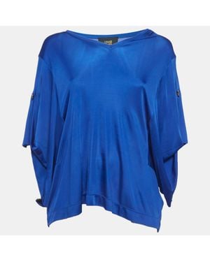 Roberto Cavalli Jersey Dolman Sleeves Tops - Blue