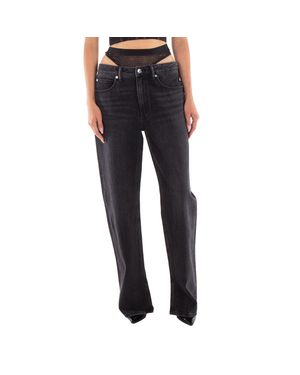 Alexander Wang Slit Hem Jeans With Prestyle Hotfix Undie, Waist - Blue