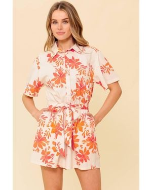 TRUEDAMES Southernmost Charm Woven Romper - Orange