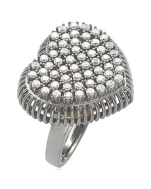 Suzy Levian Blackened Sterling Pave Cubic Zirconia Heart Ring