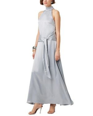 Toccin Jocelyn Tie- Front Silky Satin Maxi Dress - Gray