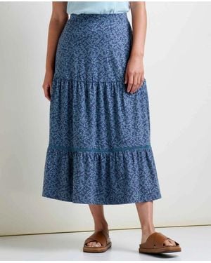 Toad & Co. Marigold Midi Skirt True Tonal Print Tiered Ddr2359 - Blue