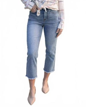 Grace and Lace Cropped Flare Denim Jeans - Blue