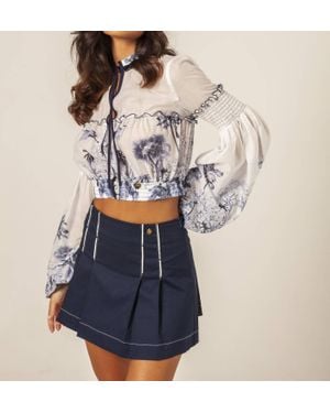 Masavi Wild Open Back Ruched Shirt - Blue