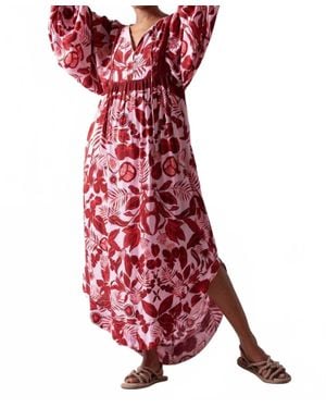 CELINA MOON Zineb Maxi Kaftan Dress - Red