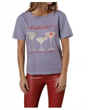 All Us But First Cocktails Wide Neck Tee - Blue