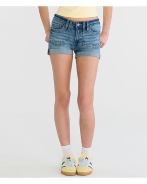 Aéropostale Premium Seriously Stretchy Low-Rise Denim Midi Shorts - Blue