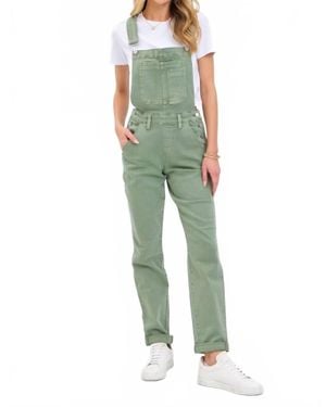Judy Blue High Waist Double Cuffed Boyfriend Overalls - Green