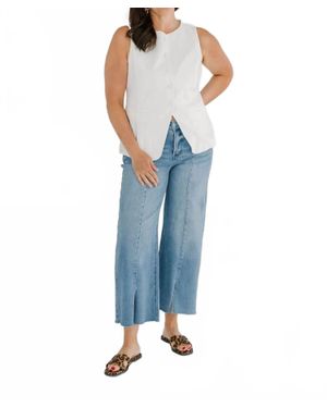 Skies Are Blue Tailored Button Down Sleeveless Vest - Blue