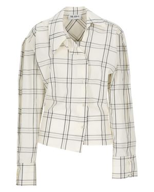 The Attico Ivory Reese Asymmetric Check Cotton Shirt - White