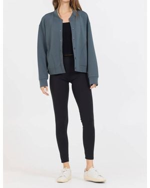 Vintage Havana Cloud Fleece Bomber Jacket - Blue