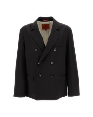 Barena Double-Breasted Wool Gabardine Blazer - Black
