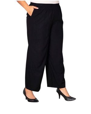 On The Plus Side Essential Wide Leg Rayon Pants - Black