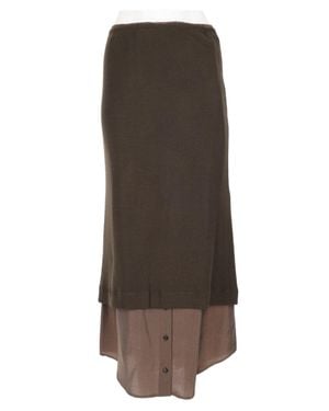 Alysi Layered Military Skirt With Sheer Underlayer Detail - Brown