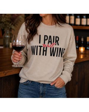 Legend or Lies I Pair With Wine Soft Fit Sweatshirt - Natural