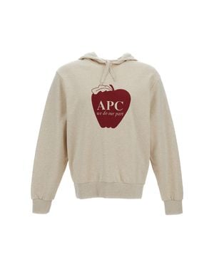 A.P.C. Cotton Hooded Sweatshirt With Logo Print - White
