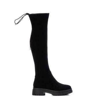 Xti 142122 Drawstring Hem Manmade Knee-High Boots - Black