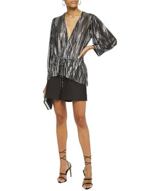 IRO Darla Metallic Printed Jersey Blouse - Black