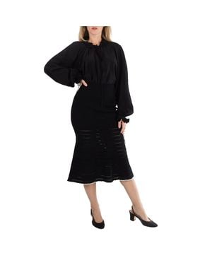 Victoria Beckham Flared Midi Knit Skirt - Black