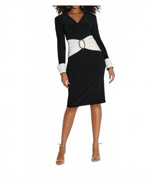 Joseph Ribkoff Silky Stretch Taffeta Knee-Length Sheath Dress - Black
