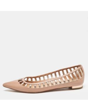 Aquazzura Leather Le Parisien Pointed Toe Ballet Flats - Pink
