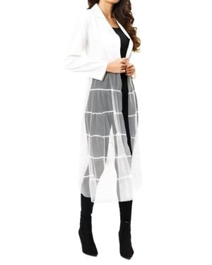 Adore Vegan Silk Tuxedo Jacket With Mesh Duster - White