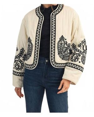 Jodifil Embroidered Round Neck Jacket - Blue