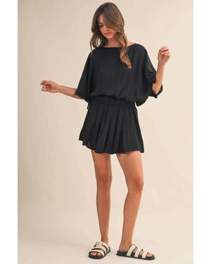 Klesis Crinkle Short Sleeve Romper - Black