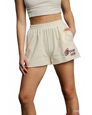 Umgee Touch Down French Terry Shorts - Natural