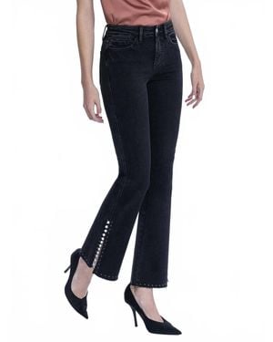 VERVET BY FLYING MONKEY High Rise Pearl Embellished Bootcut Jeans - Black