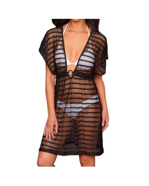 Dotti Striped Tunic Cover Up - Black