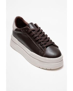 Forever & Always Shoes Anabel Leather Platform Sneakers - Brown