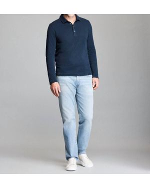 Billy Reid Long-Sleeve Herringbone Polo - Blue