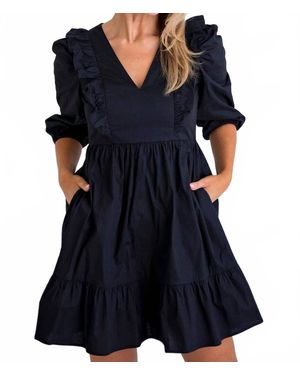 Karlie Poplin Pocket And Sleeves Dress - Blue