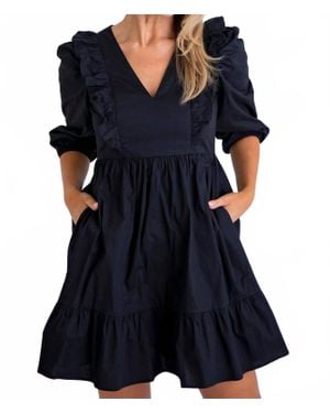 Karlie Poplin Pocket And Sleeves Dress - Blue