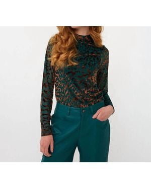 EsQualo Barrie Burnout Mesh Top - Green