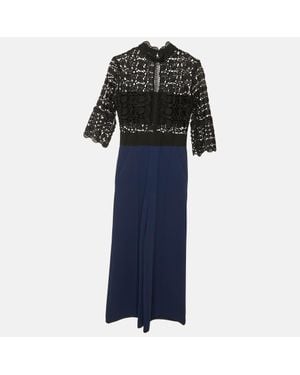 Self-Portrait Lace & Crepe Jumpsuit - Blue