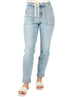 Judy Blue High Waist Vintage Double Cuff Jogger - Blue