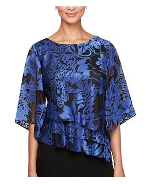Alex Evenings Royal Asymmetric Triple Tier Hem Top - Blue