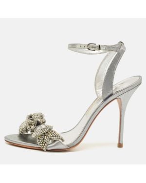 Sophia Webster Leather Lilico Crystal Ankle Strap Sandals - Metallic