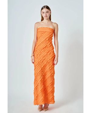 Endless Rose Juliette Strapless Ruffled Maxi Dress - Orange