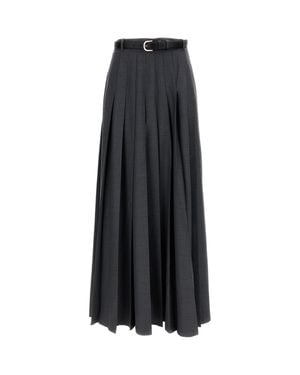 Self-Portrait Pleated Wool Blend Skirt - Black