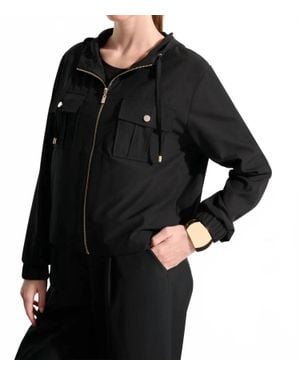 Joseph Ribkoff Hooded Boxy Utility Jacket Style - Black