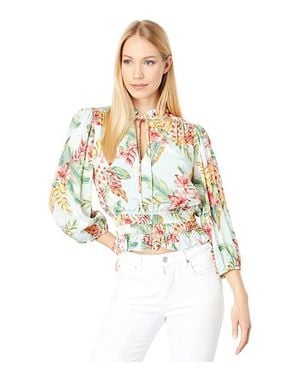 Lost + Wander Lost Wander Off To Makai Cami Top Floral Smocked Tie Neck Red54 - White
