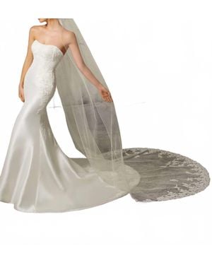 Mori Lee Venice Lace Cathedral Length Wedding Veil - Gray