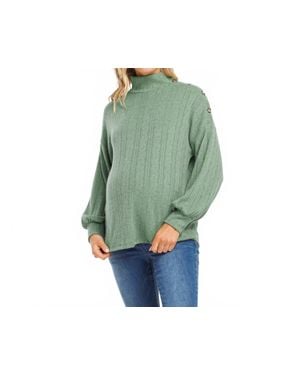 Hello Miss Turtle Neck Long Sleeve Maternity Knit Sweater - Green