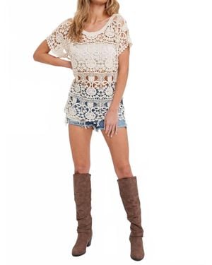 Bluivy Crochet Lace Scoop Neck Layering Top - White