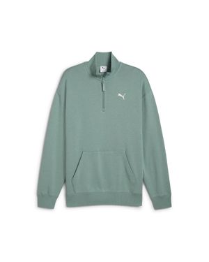 PUMA Closet Essentials Relaxed Half-Zip Crew - Green