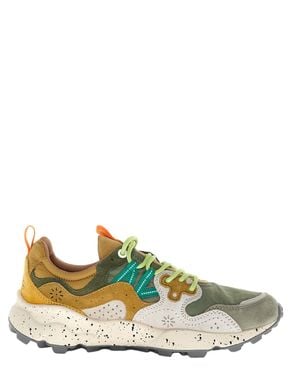 Flower Mountain Multi-Material Sneakers With Vibrant Accents And Chunky Sole - Green